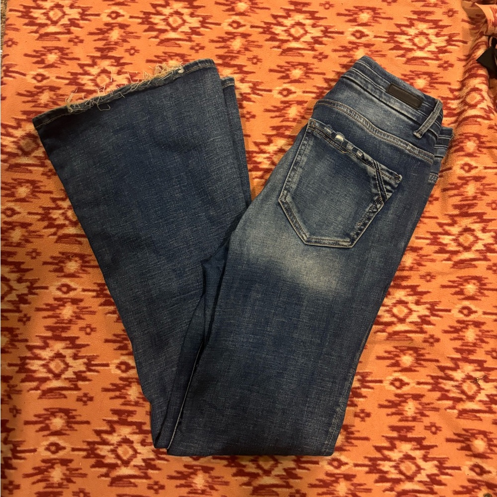 Buckle Dark Blue Flare Jeans